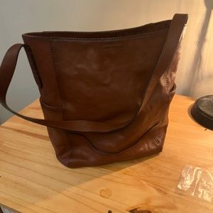 Frye Leather Side Pocket Hobo Shoulder Bag Cognac